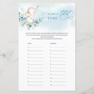 Papier Boy Elephant Eucalyptus Nom floral Qui Tune Jeu