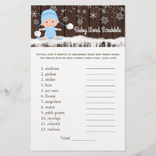Papier Boys Word Scramble Nursery Rhyme Baby shower Jeux