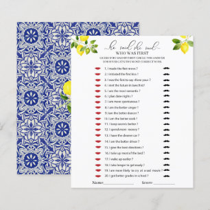 Papier Branche de citron et mosaïque bleue jeu Il a dit q