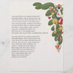 Papier Branche de sapin de Noël vintage avec ange, droite