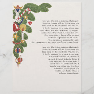 Papier Branche de sapin de Noël vintage avec ange, gauche