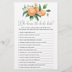 Papier Branche Oranges - Qui connaît la mariée meilleur j