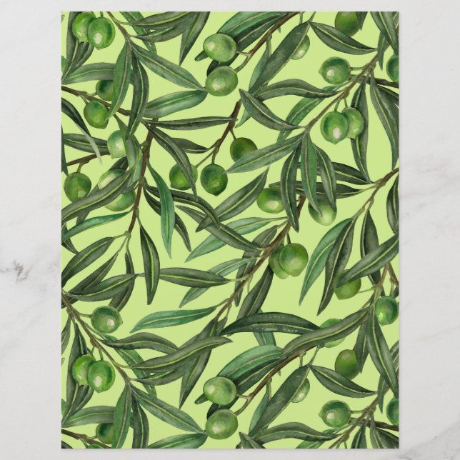 Papier Branches d'olive sur le vert miel (Devant)