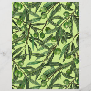 Papier Branches d'olive sur le vert miel