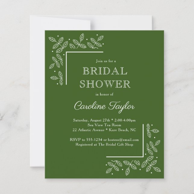 Papier Branches modernes Green Bridal Shower Invitation (Devant)
