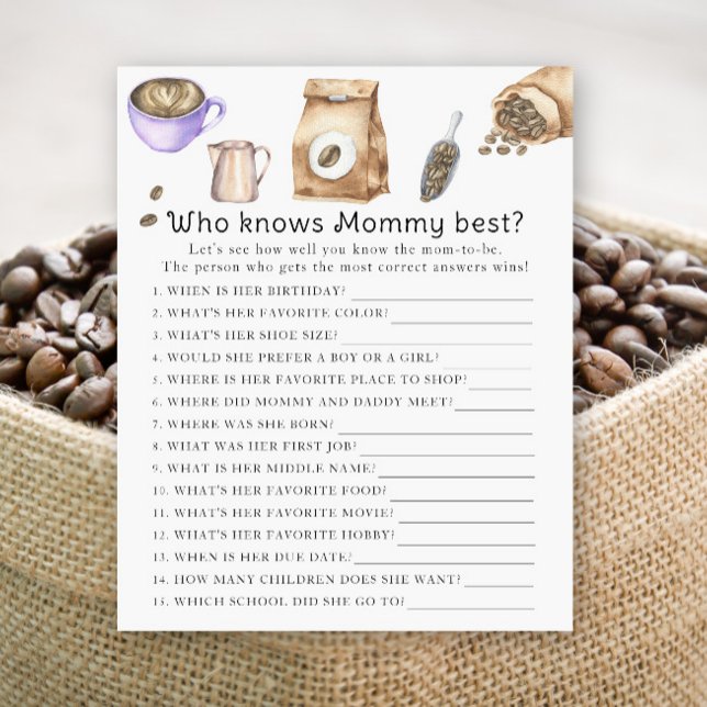 Papier Brasserie baby shower - Qui connaît maman mieux (Créateur téléchargé)
