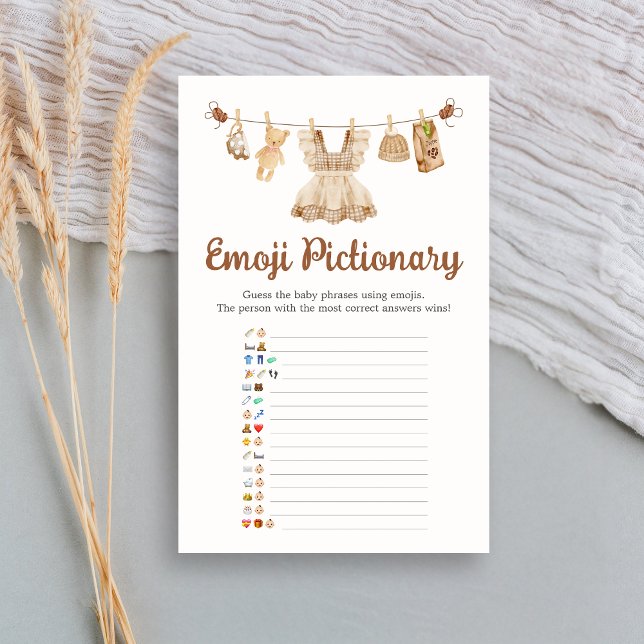 Papier Brewing Coffee Baby Shower Emoji Pictionary Game (Coffee Little Bean Clothesline Baby Shower Emoji Pictionary Game)