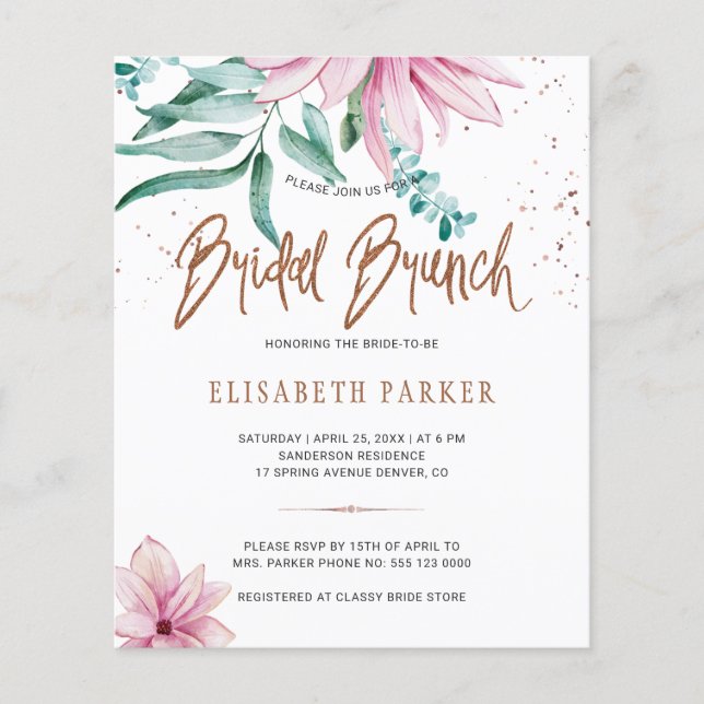 Papier Bridal brunch chic floral nuptiale invitation à la (Devant)