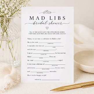 Papier Bridal Shower Mad Libs Party Game Card