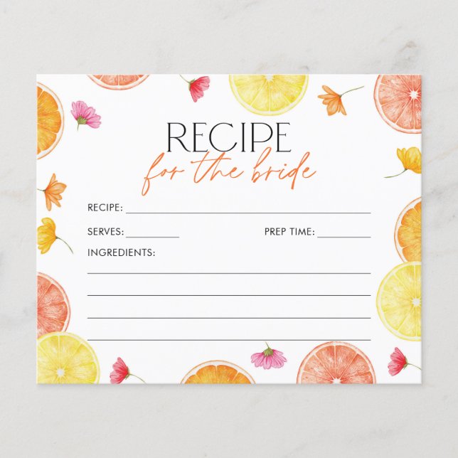 Papier Bridal Shower Recipe Card Main Squeeze Citrus (Devant)