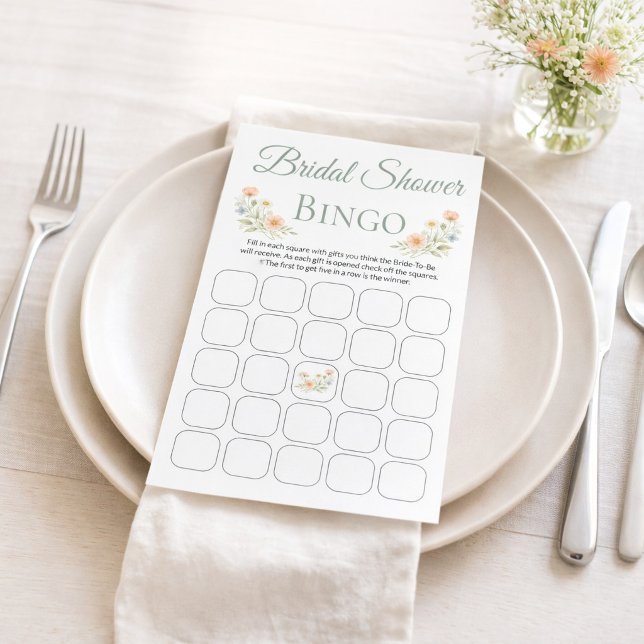 Papier Bridal Shower Wildflower Bingo Game (Créateur téléchargé)
