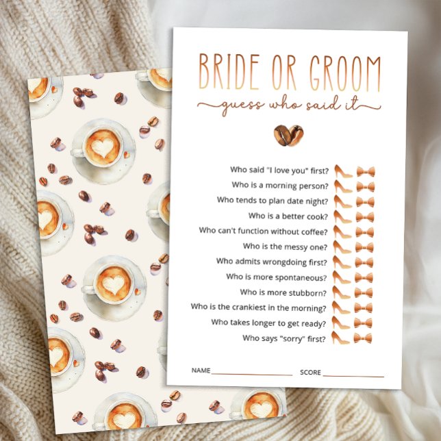 Papier Bride or Groom Guess Who Said It Game (Bridal Shower Game Card)