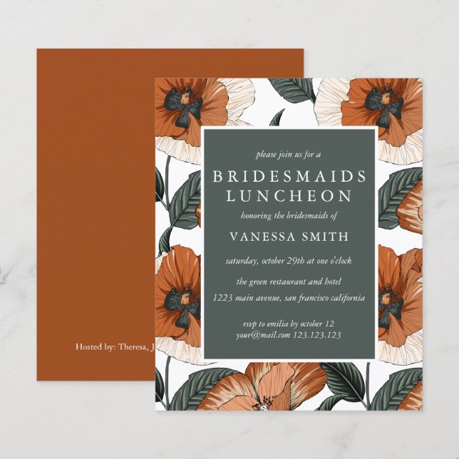 Papier Bridesmaids du budget Déjeuner Fleurs vertes orang (Devant / Derrière)