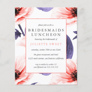 Papier Bridesmaitres BUDGET Déjeuner Blush violet fleuri