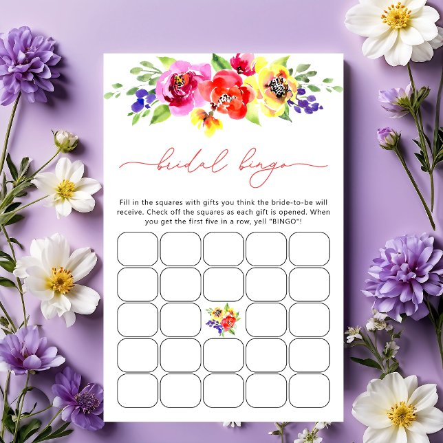 Papier Bright Floral Fête des mariées Jeu de Bingo (Créateur téléchargé)
