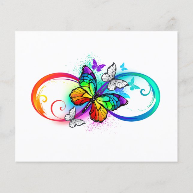 Papier Bright infinity with rainbow butterfly (Devant)