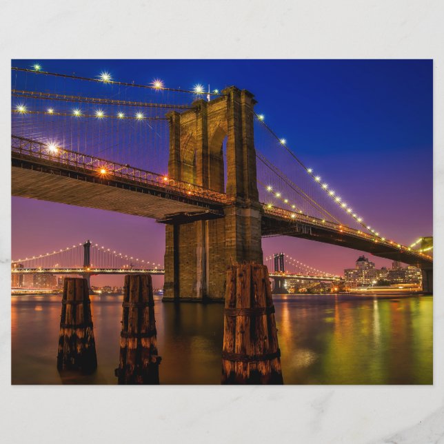 Papier Brooklyn Bridge Pittoresque Night View Scrapbook P (Devant)