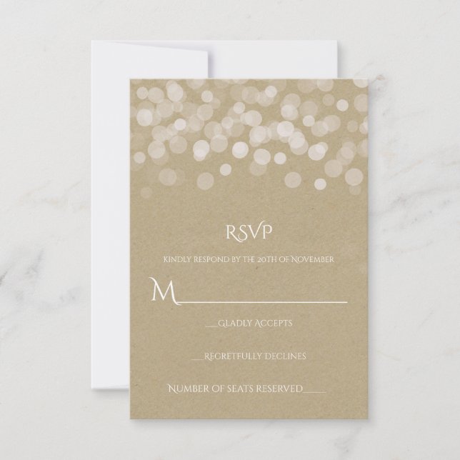 Papier Brown Mariage rustique simple RSVP (Devant)