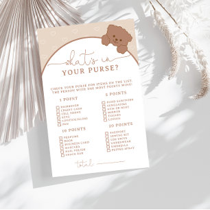 Papier Brown Ours Whats dans votre sac Baby shower Jeu