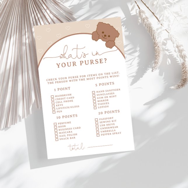 Papier Brown Ours Whats dans votre sac Baby shower Jeu (Créateur téléchargé)