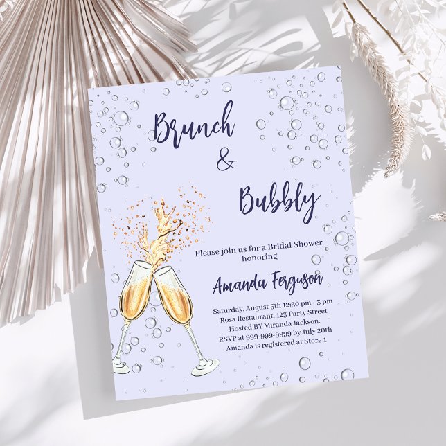 Papier Brunch Bubbly Fête des mariées lavande invitation (Créateur téléchargé)
