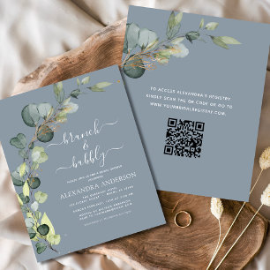 Papier Brunch & Bubbly Fête des mariées QR Code Invitatio