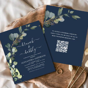 Papier Brunch & Bubbly Fête des mariées QR Code Invitatio
