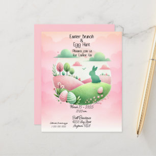 Papier Brunch de Pâques et chasse aux oeufs rose et vert