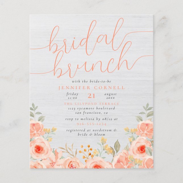 Papier Brunch nuptial budgétaire | Magnifiques Roses et b (Devant)