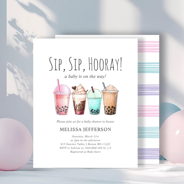 Papier Bubble Tea Boba Baby shower Budget Invitation (Créateur téléchargé)