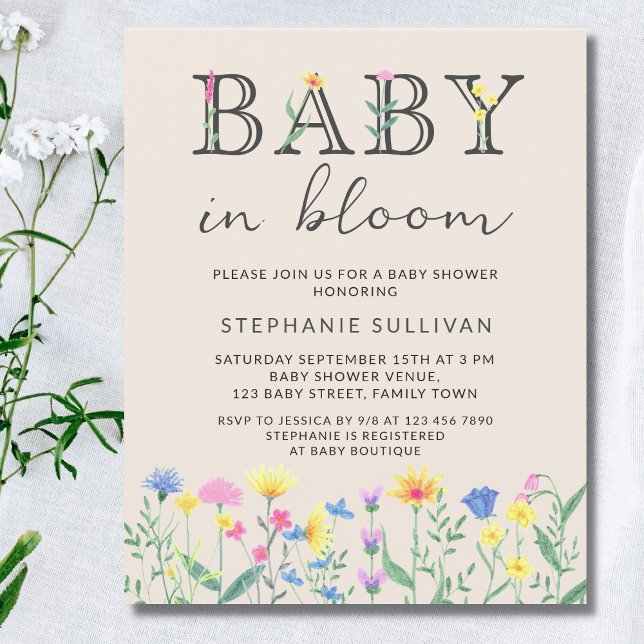 Papier Budge Baby in Bloom Floral Baby shower Invitation (Créateur téléchargé)