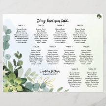 BUDGET 10 Tableau Mariage Places de siège Vert