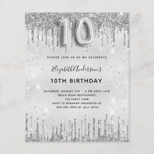 Papier Budget 10e anniversaire parties scintillant argent