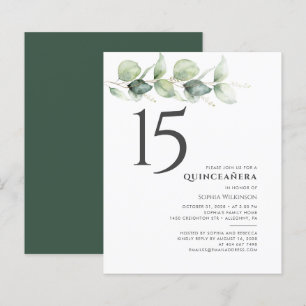 Papier Budget 15e anniversaire Eucalyptus Quinceanera Inv