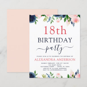 Papier Budget 18e anniversaire Marine bleu bleu bleu rose