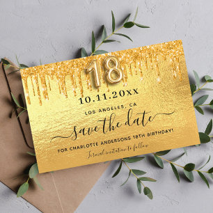 Papier Budget 18e anniversaire paillettes dorées save the