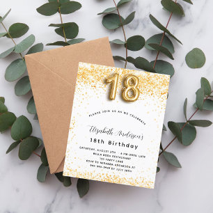 Papier Budget 18e anniversaire parties scintillant en or 
