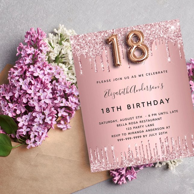 Papier Budget 18e anniversaire rose pâle parties scintill (Créateur téléchargé)