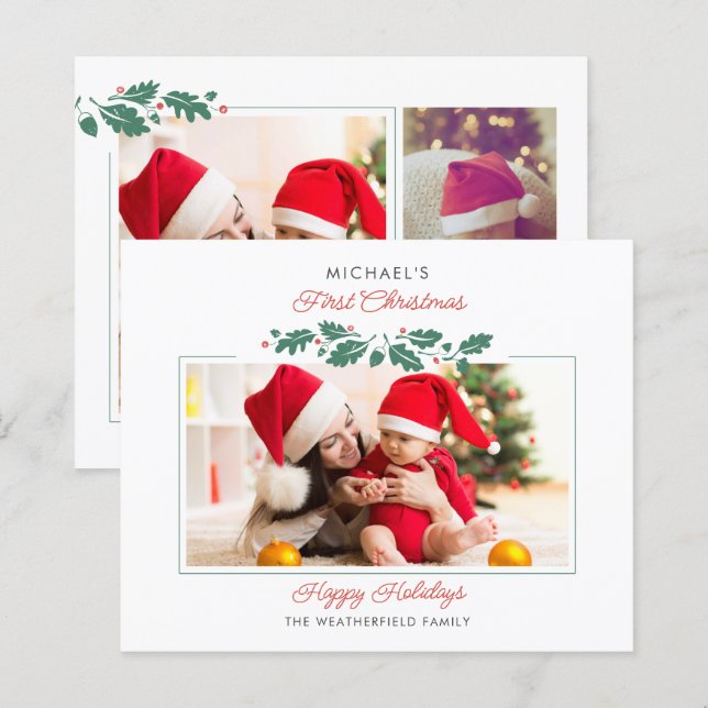 Papier Budget 1er Noël Baby Photos de vacances (Devant / Derrière)