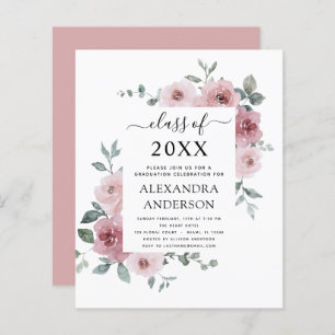 Papier Budget 2022 Dusty Rose Pink Graduation Floral