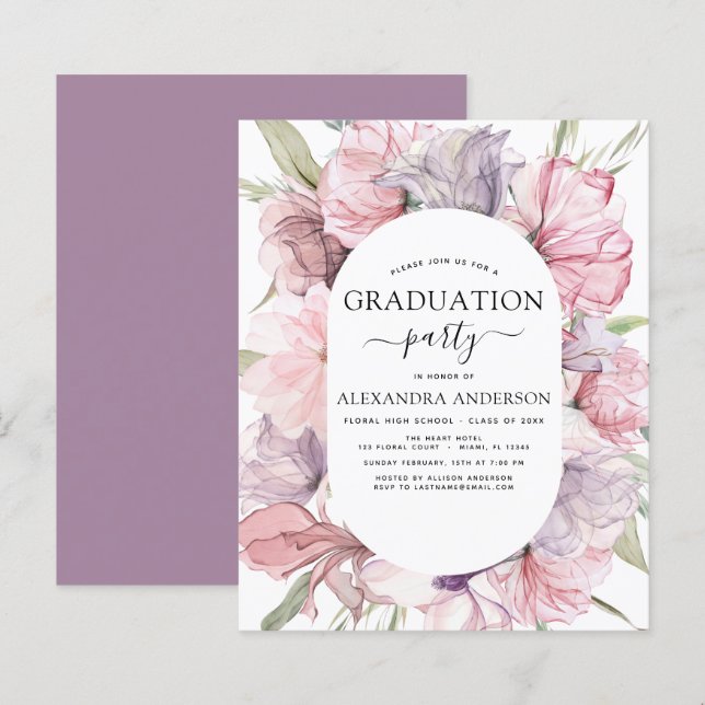 Papier Budget 2022 Graduation Boho Dusty rose violet (Devant / Derrière)