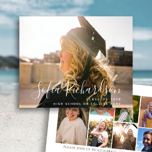 Papier Budget 2022 Script moderne 8 Photo Grad Invitation