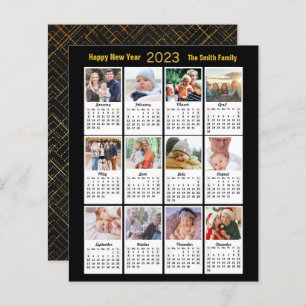 Papier Budget 2023 Calendrier Photo moderne Gold Script C