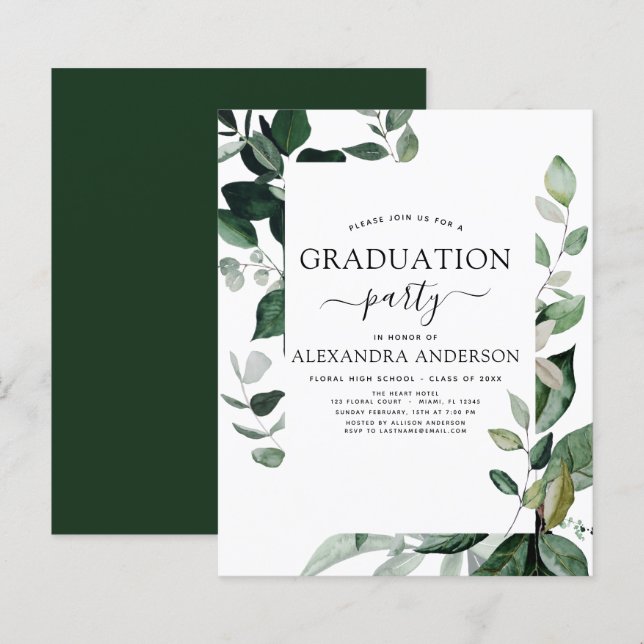Papier Budget 2023 Graduation Botanical Green (Devant / Derrière)