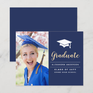 Papier Budget 2023 Marine Bleu Gold Photo Graduation