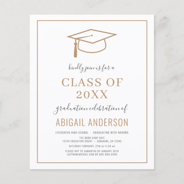 Papier Budget 2023 Simple Graduation Photo Invitation (Devant)