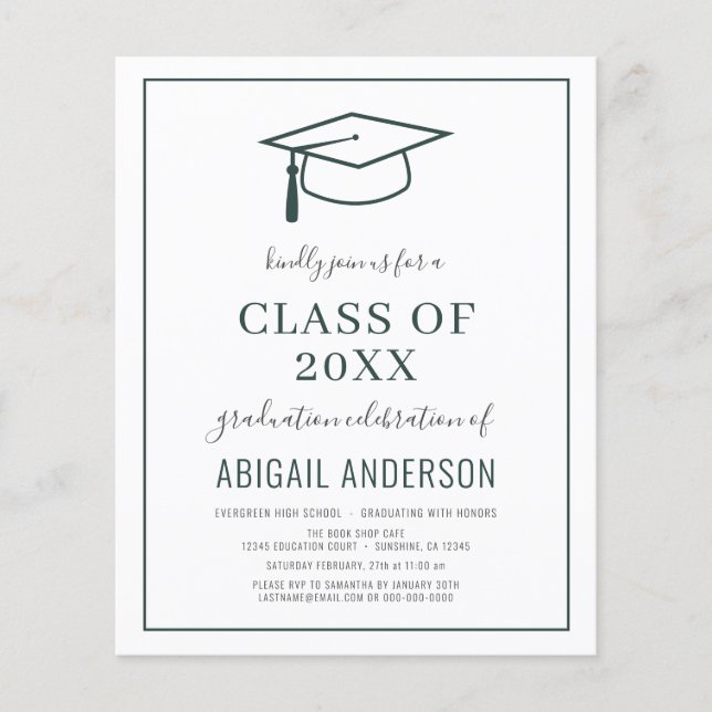 Papier Budget 2023 Simple Graduation Photo Invitation (Devant)