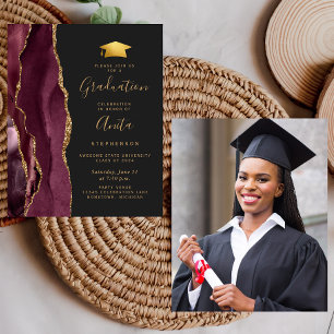 Papier Budget 2024 Graduation Bourgogne Agate Photo Invit
