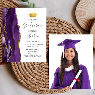 Papier Budget 2024 Graduation Purple Agate Photo Invitati