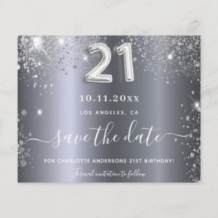Papier Budget 21e anniversaire argent parties scintillant